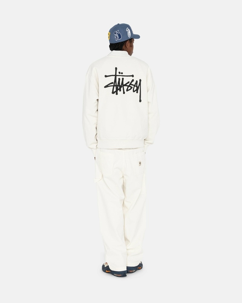 Beige Men's Stussy Basic Crew Hoodies | CA0000007