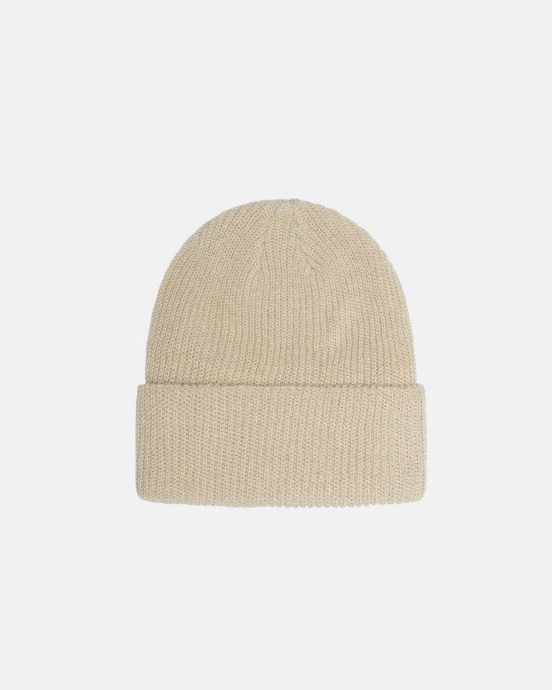 Beige Men's Stussy Basic Cuff Beanie | CA0000382