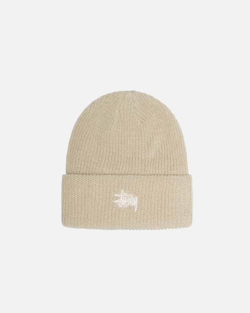 Beige Men\'s Stussy Basic Cuff Beanie | CA0000382