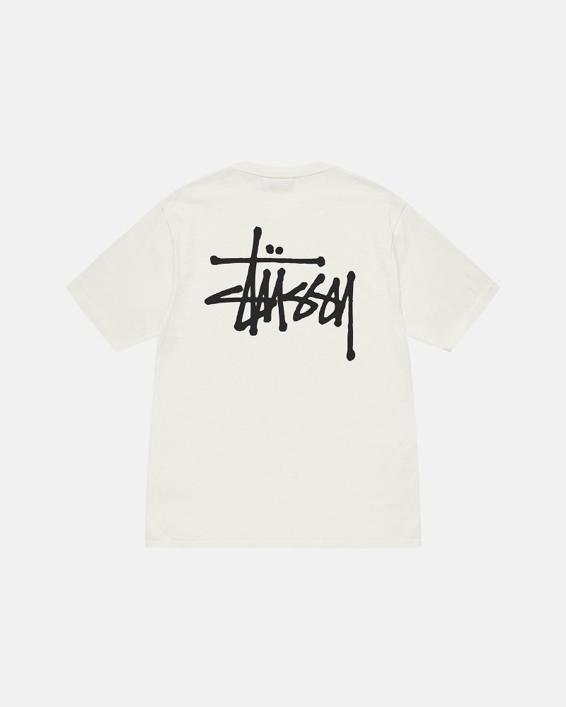 Beige Men\'s Stussy Basic Pigment Dyed T Shirts | CA0000105