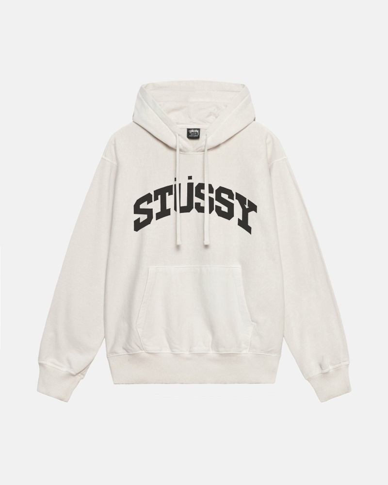 Beige Men\'s Stussy Block Sport Pigment Dyed Hoodies | CA0000019