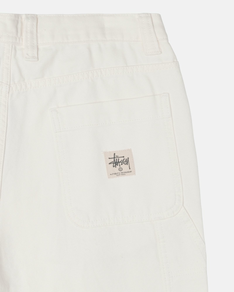 Beige Men's Stussy Canvas Work Pants | CA0000550