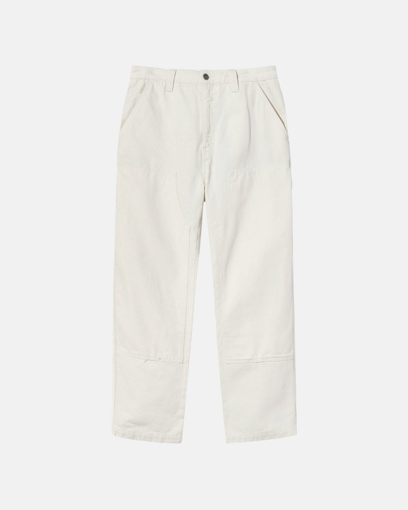 Beige Men\'s Stussy Canvas Work Pants | CA0000550