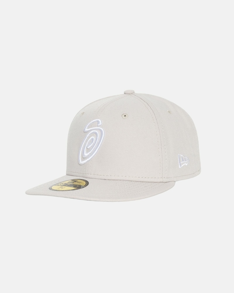 Beige Men's Stussy Curly S 59Fifty New Era Caps | CA0000428