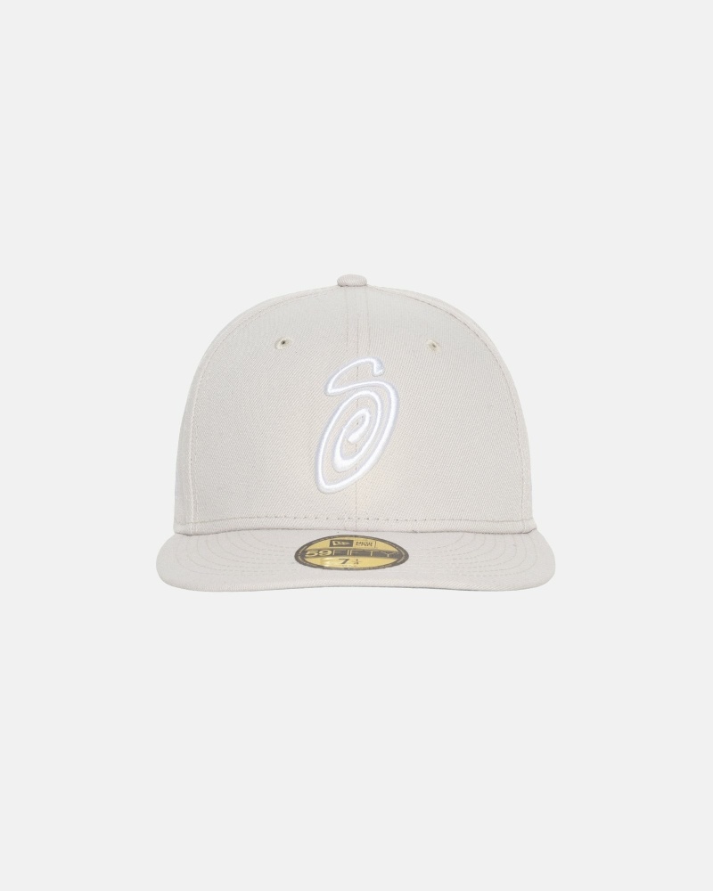 Beige Men\'s Stussy Curly S 59Fifty New Era Caps | CA0000428