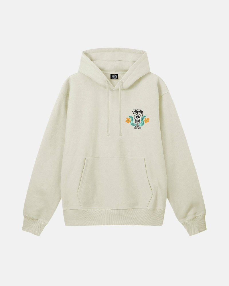 Beige Men's Stussy Skull Crest Hoodies | CA0000064