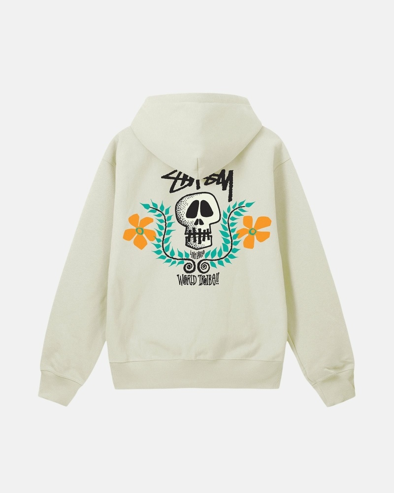 Beige Men\'s Stussy Skull Crest Hoodies | CA0000064