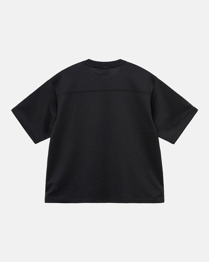 Black Men's Stussy 4X4 Mesh Football Jersey T Shirts | CA0000091