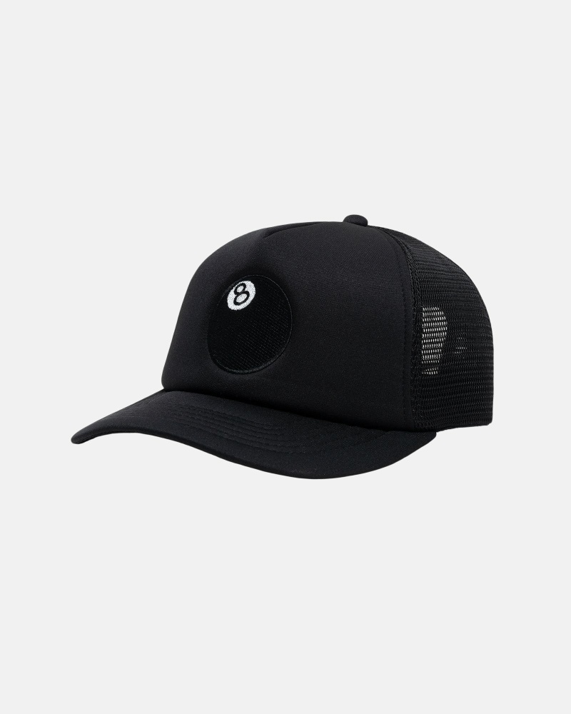 Black Men's Stussy 8 Ball Trucker Caps | CA0000371