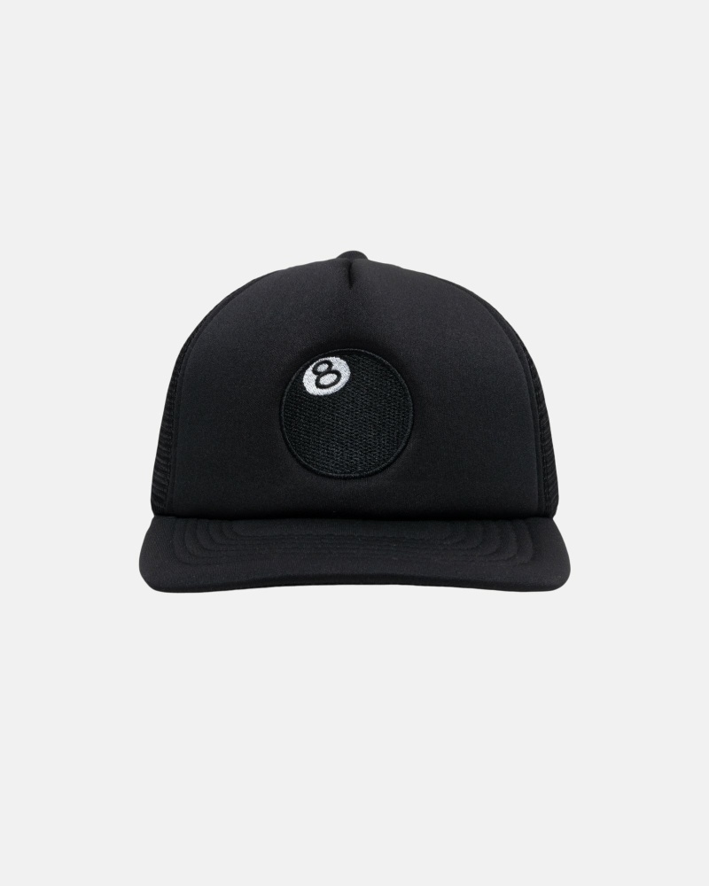 Black Men\'s Stussy 8 Ball Trucker Caps | CA0000371