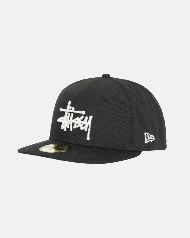 Black Men's Stussy Authentic New Era Caps | CA0000377