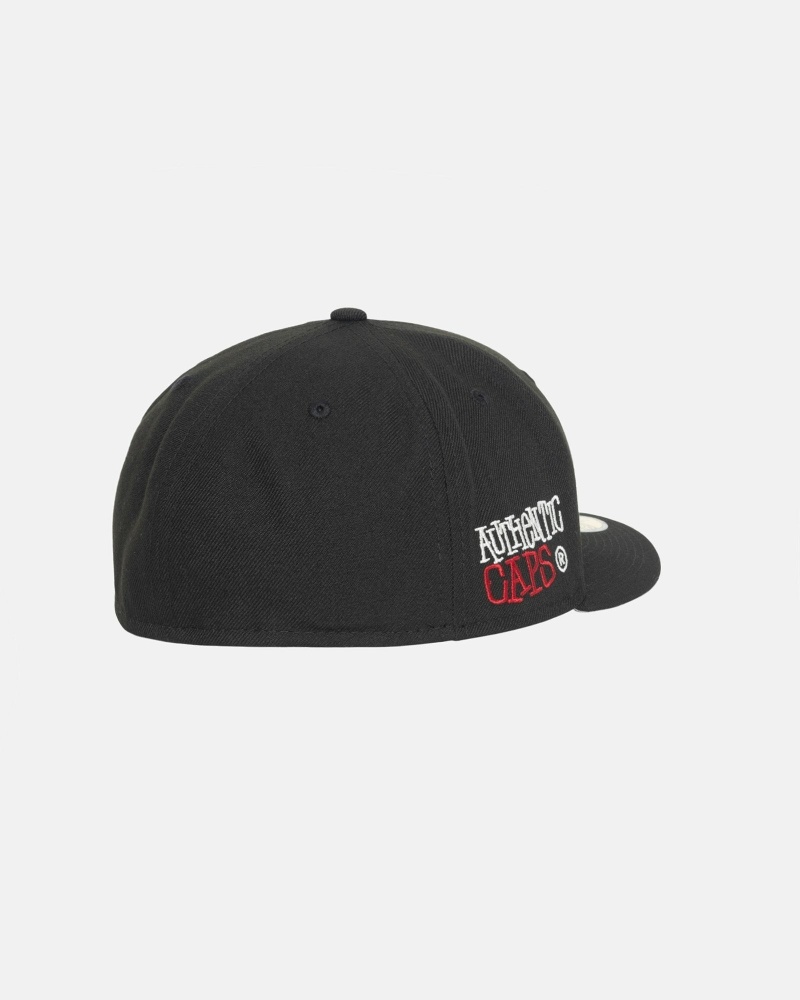 Black Men's Stussy Authentic New Era Caps | CA0000377