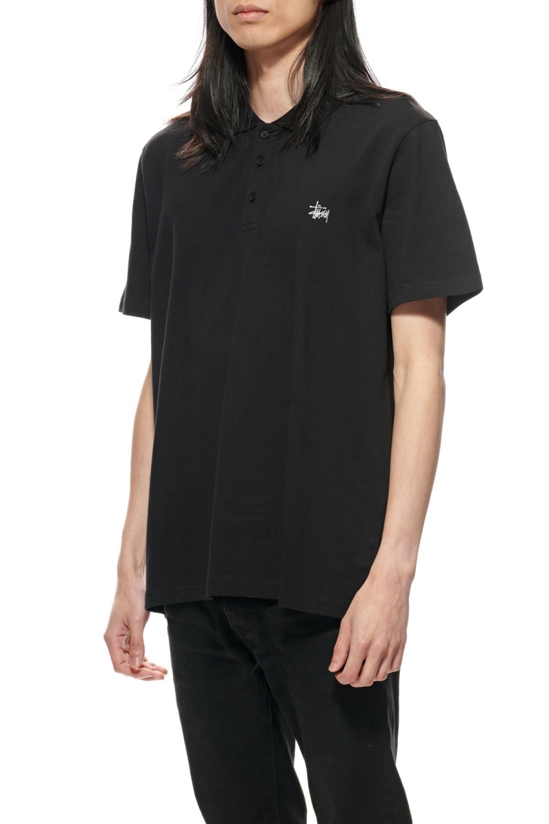 Black Men's Stussy Authentic SS Polo Shirts | CA0000294