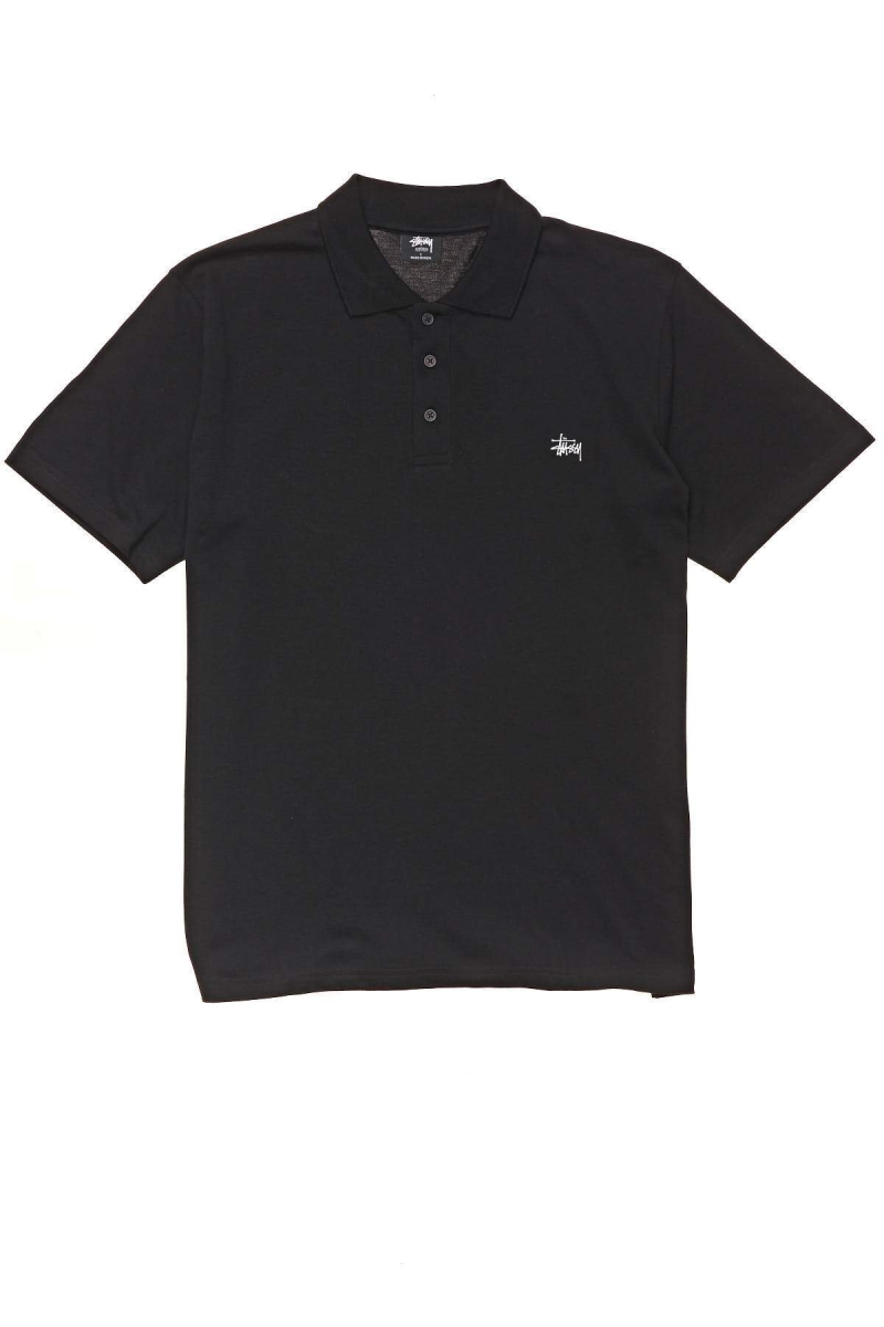 Black Men\'s Stussy Authentic SS Polo Shirts | CA0000294