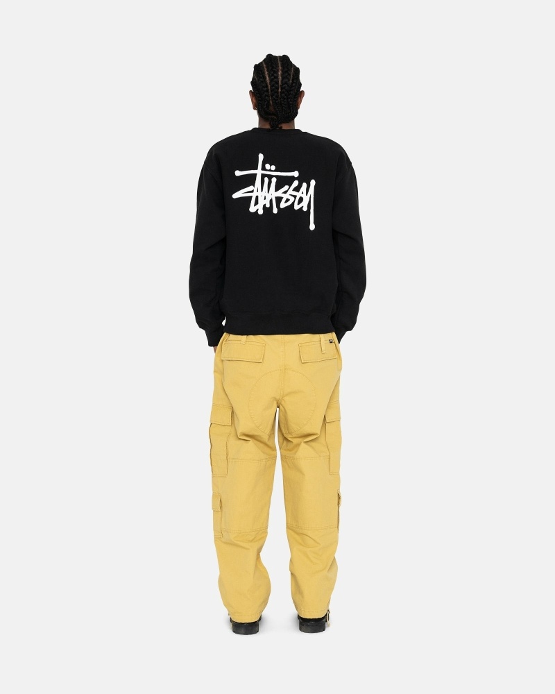 Black Men's Stussy Basic Crew Hoodies | CA0000005