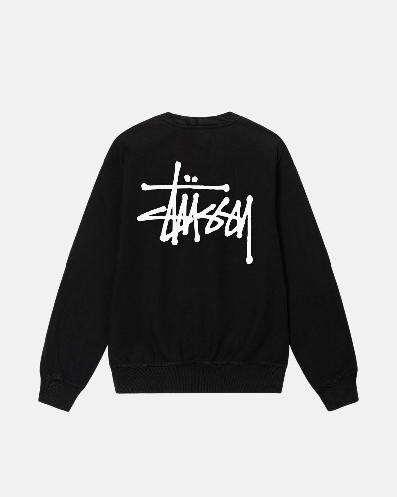 Black Men\'s Stussy Basic Pigment Dyed Crew Hoodies | CA0000001