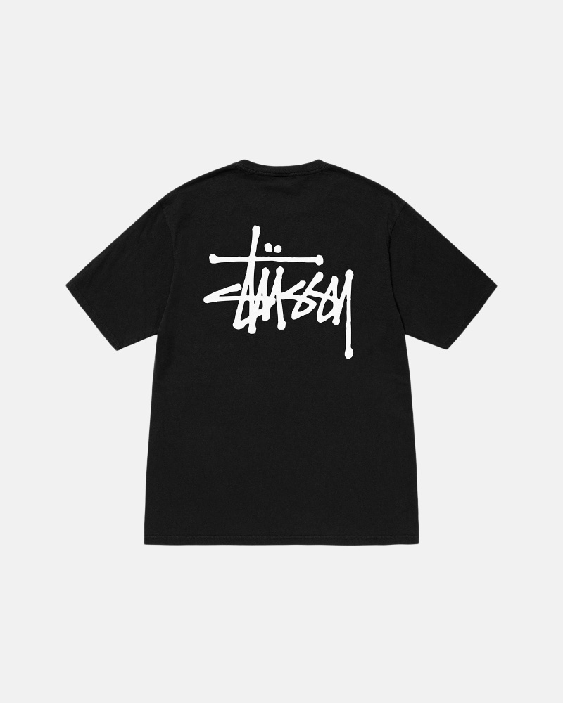 Black Men\'s Stussy Basic Pigment Dyed T Shirts | CA0000106