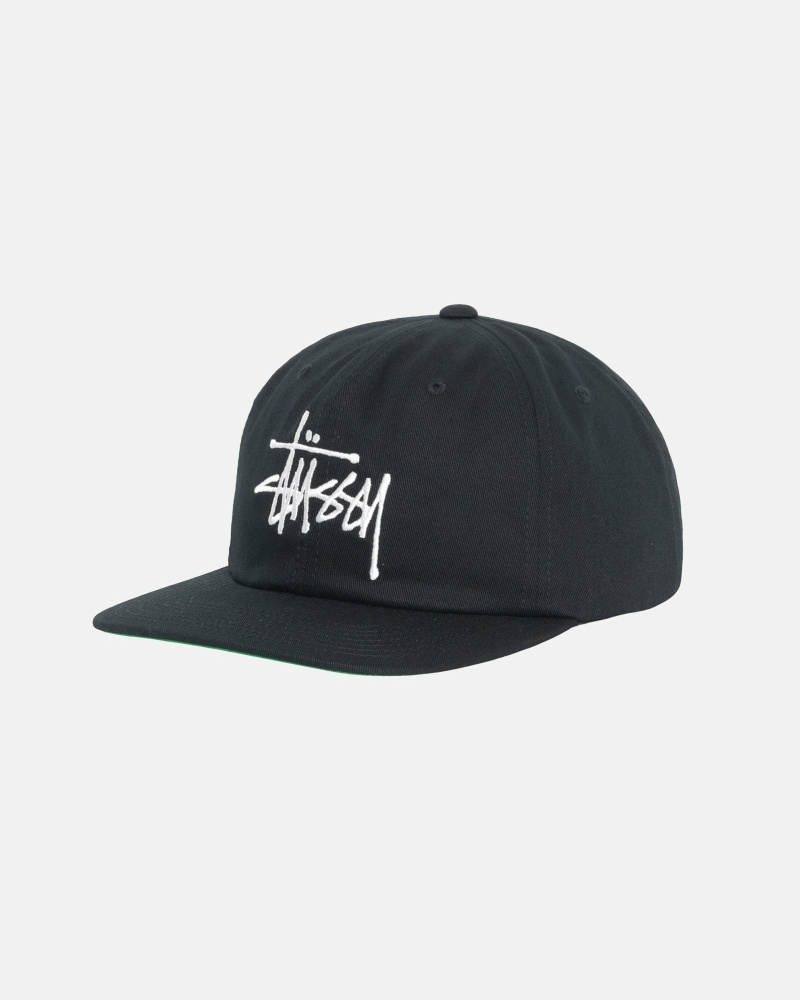 Black Men's Stussy Basic Strapback Caps | CA0000399