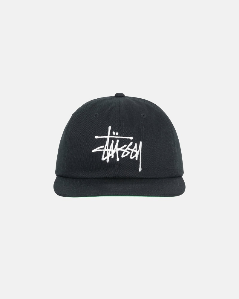 Black Men\'s Stussy Basic Strapback Caps | CA0000399