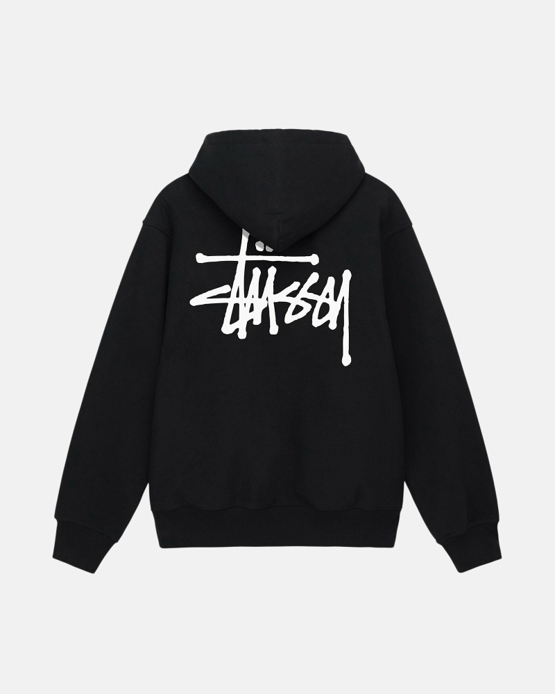 Black Men's Stussy Basic Zip Hoodies | CA0000016