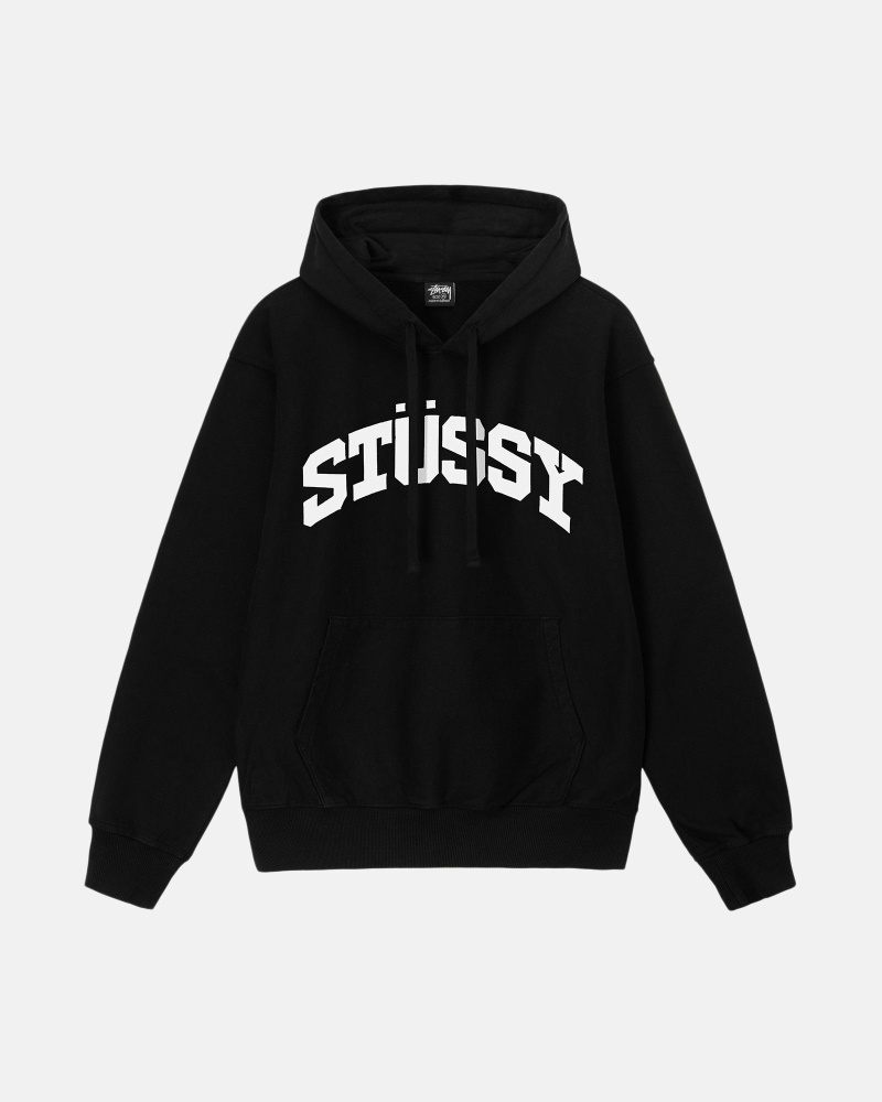 Black Men\'s Stussy Block Sport Pigment Dyed Hoodies | CA0000020