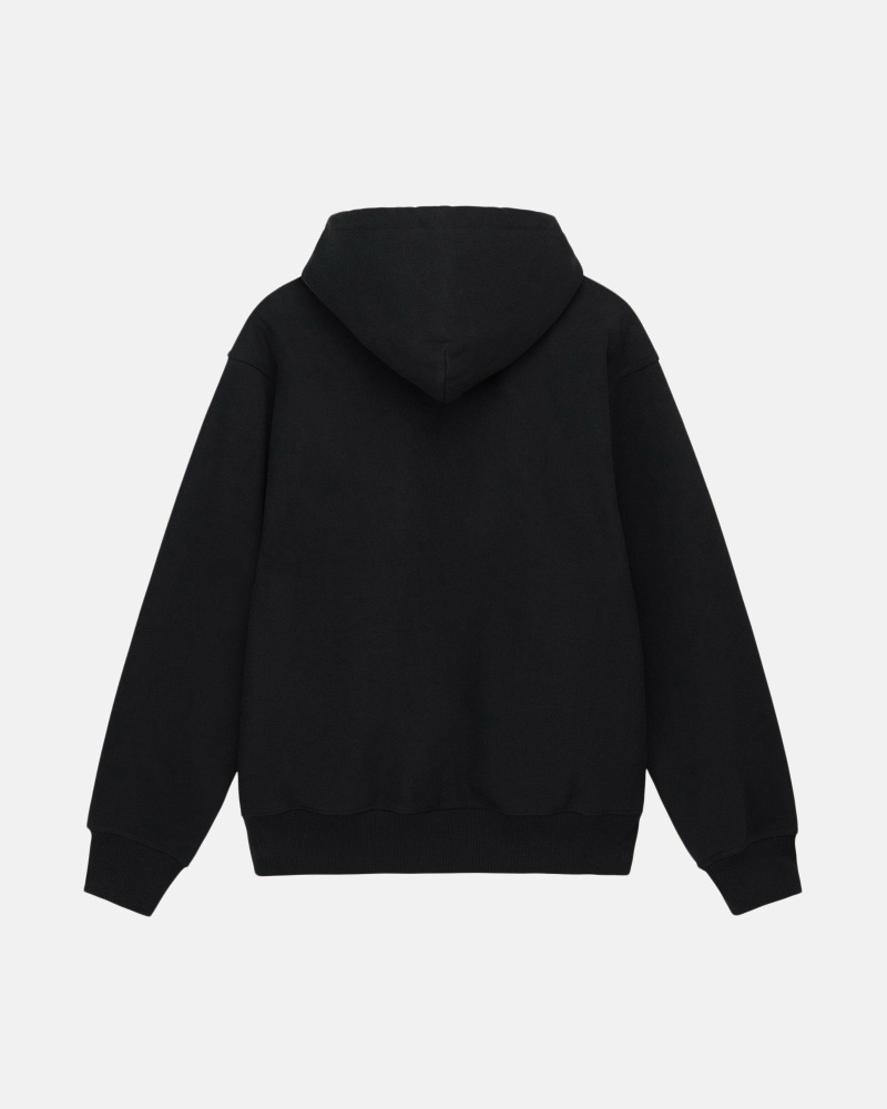 Black Men's Stussy Block Sport Zip Hoodies | CA0000023