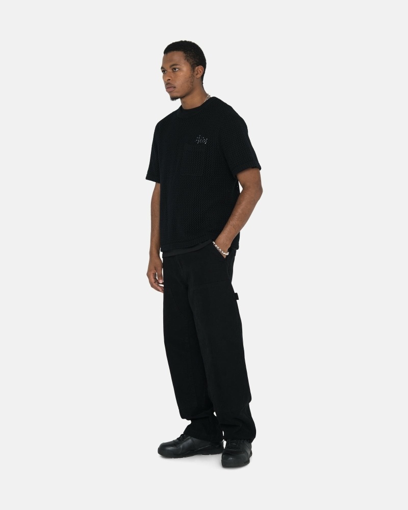 Black Men's Stussy Canvas Work Pants | CA0000551