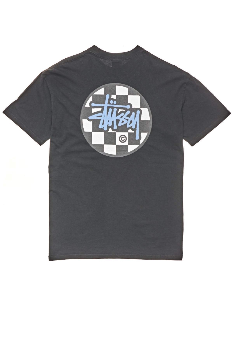 Black Men's Stussy Chequer Dot SS T Shirts | CA0000119