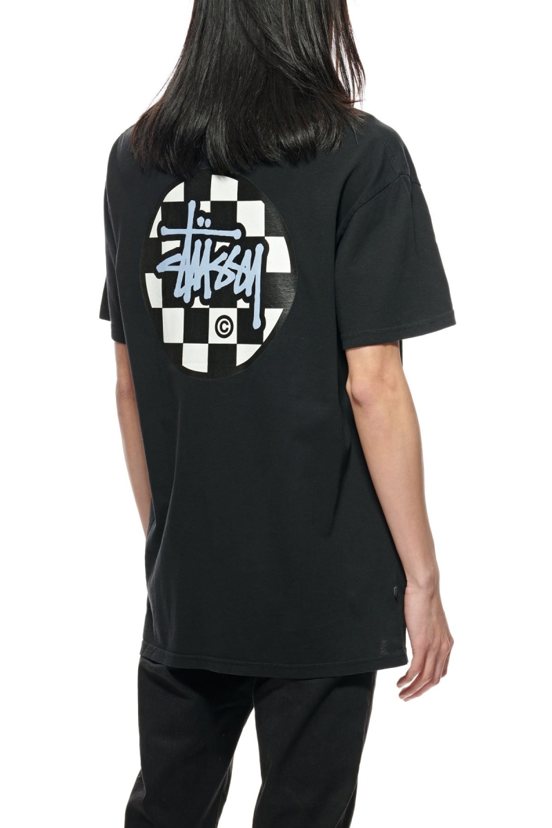 Black Men's Stussy Chequer Dot SS T Shirts | CA0000119