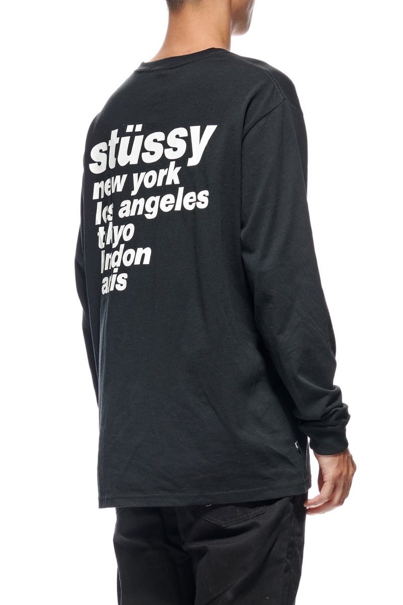 Black Men's Stussy Cities Sweatshirts | CA0000903