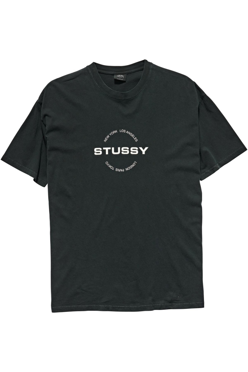 Black Men\'s Stussy City Circle SS T Shirts | CA0000121