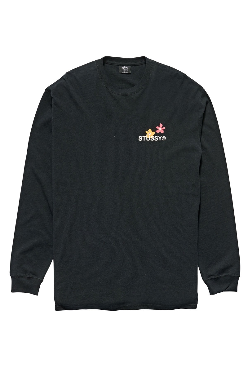 Black Men's Stussy City Flowers Sweatshirts | CA0000906