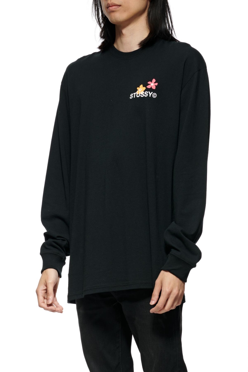 Black Men's Stussy City Flowers Sweatshirts | CA0000906