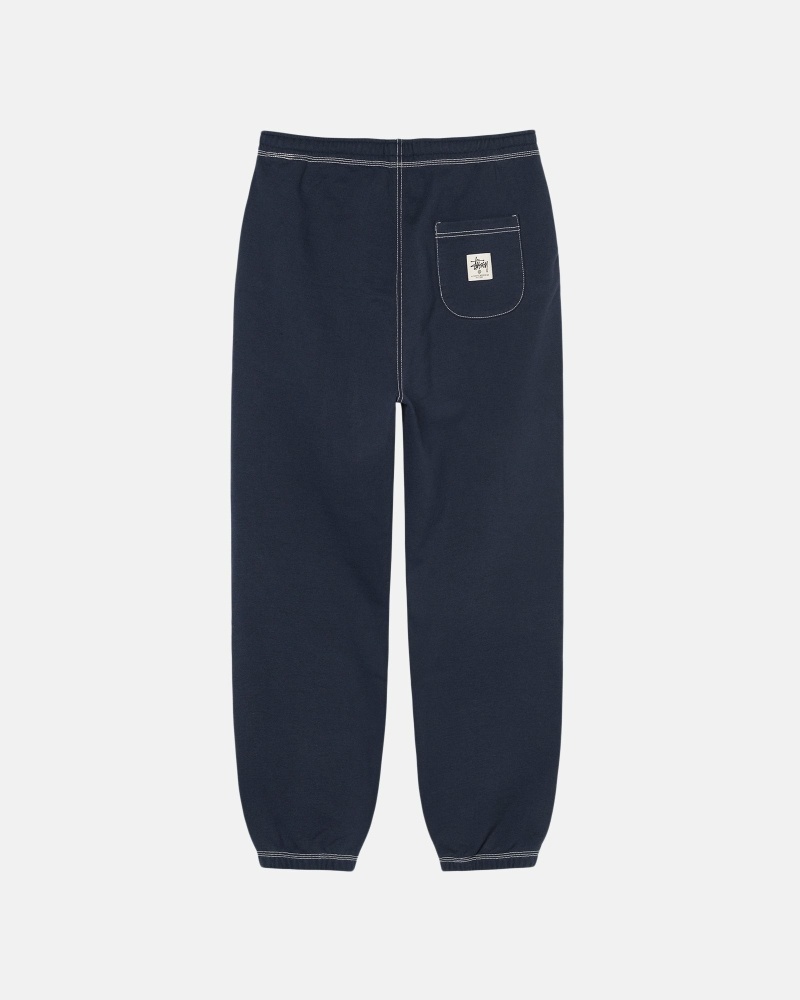 Black Men's Stussy Contrast Stitch Label Pant Sweatpants | CA0000876