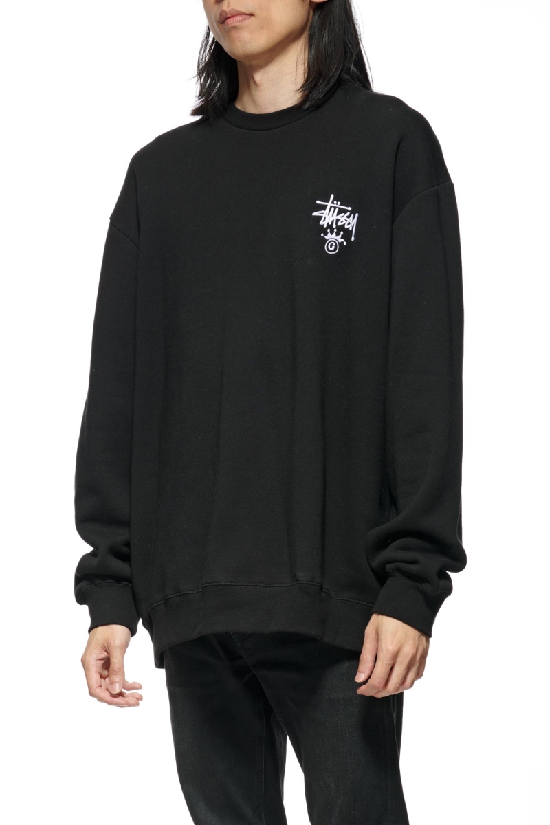 Black Men's Stussy Copyright Crown Crew Sweaters | CA0000828