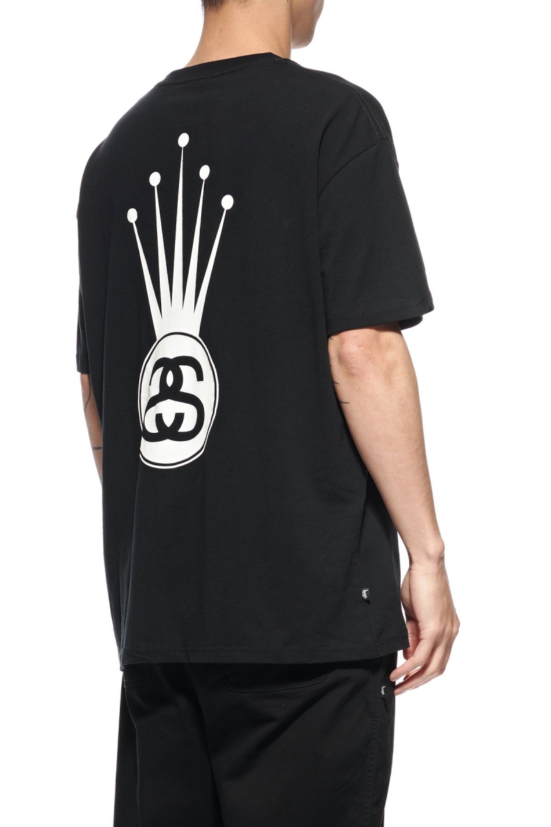 Black Men's Stussy Crown Link SS T Shirts | CA0000145