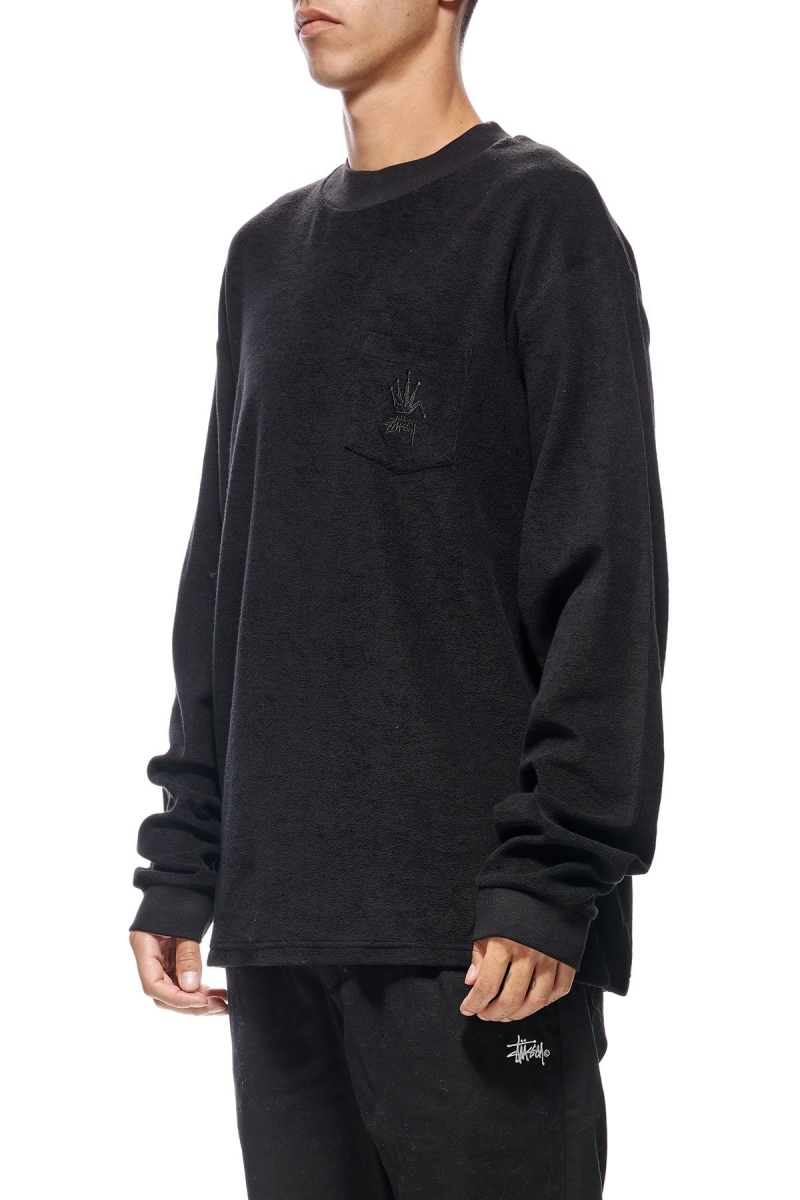 Black Men's Stussy Crown Terry Sweatshirts | CA0000911