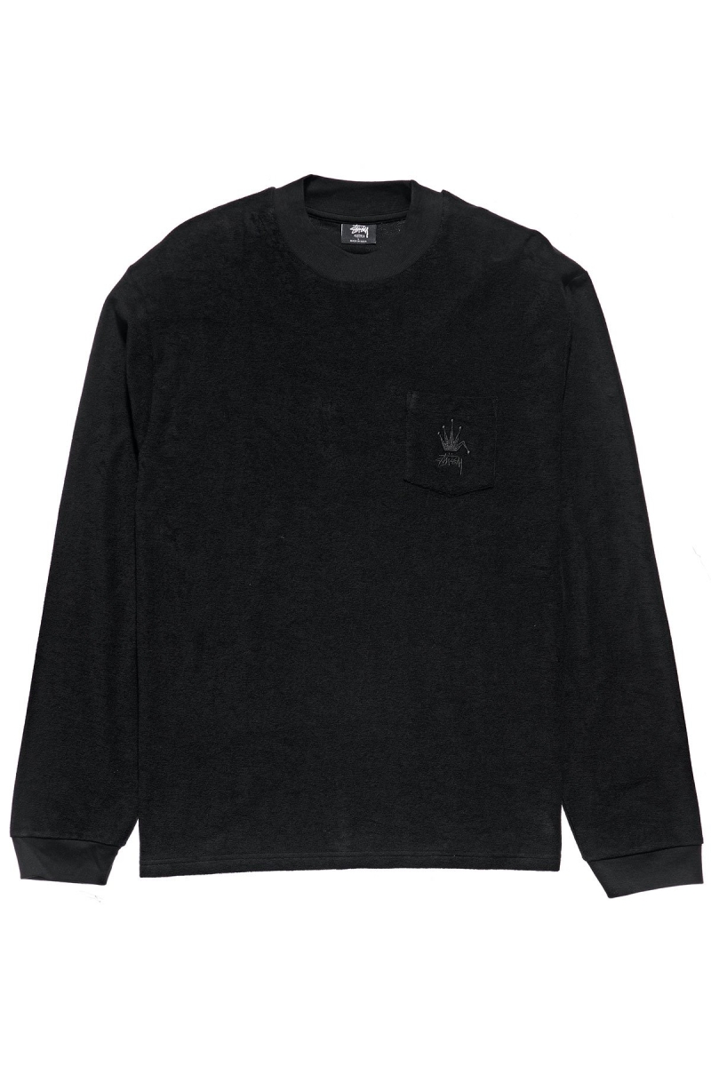 Black Men\'s Stussy Crown Terry Sweatshirts | CA0000911