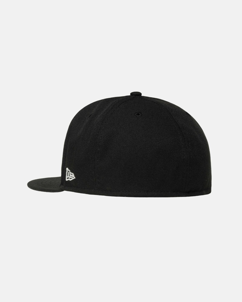 Black Men's Stussy Curly S 59Fifty New Era Caps | CA0000431