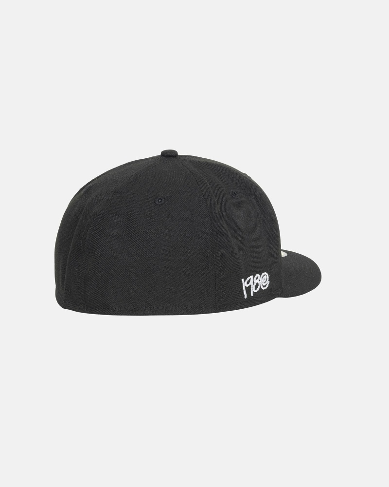 Black Men's Stussy Curly S 59Fifty New Era Caps | CA0000431