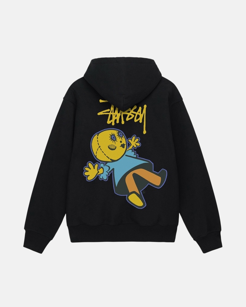 Black Men\'s Stussy Dollie Zip Hoodies | CA0000036