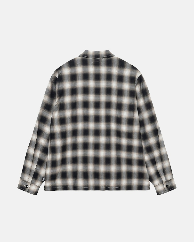 Black Men's Stussy Eddie Plaid Zip Shirts | CA0000304