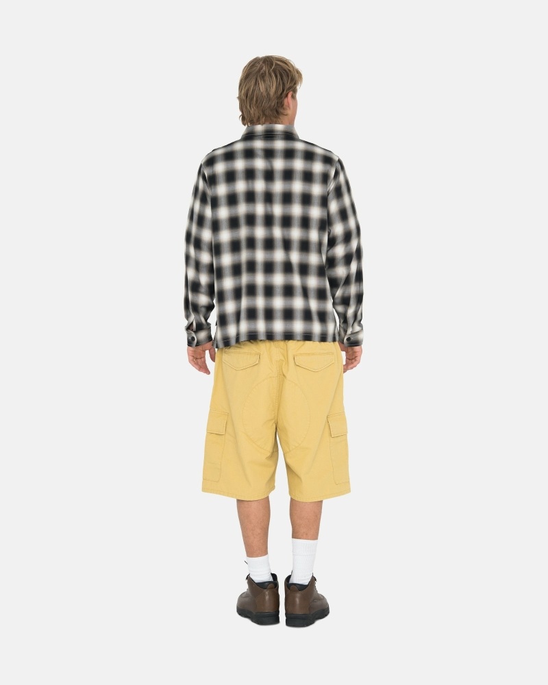 Black Men's Stussy Eddie Plaid Zip Shirts | CA0000304