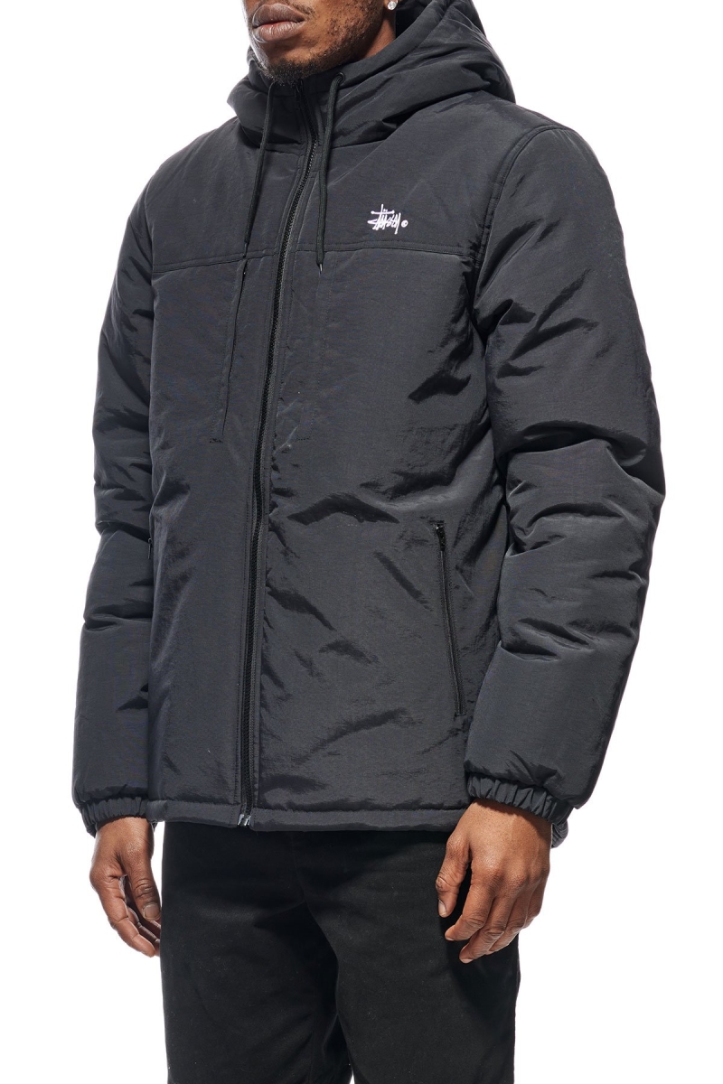 Black Men's Stussy Graffiti Hooded Spray Jackets | CA0000340