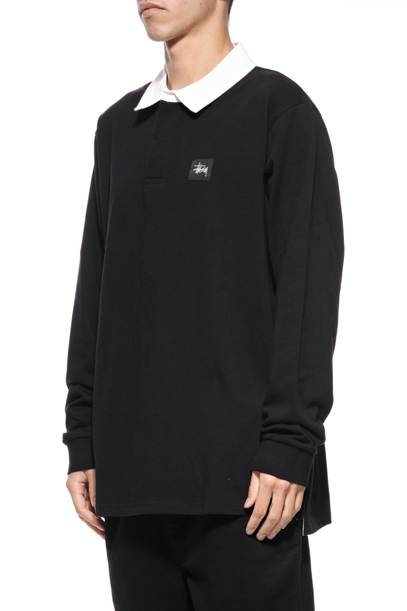 Black Men's Stussy Graffiti LS Rugby Sweatshirts | CA0000920