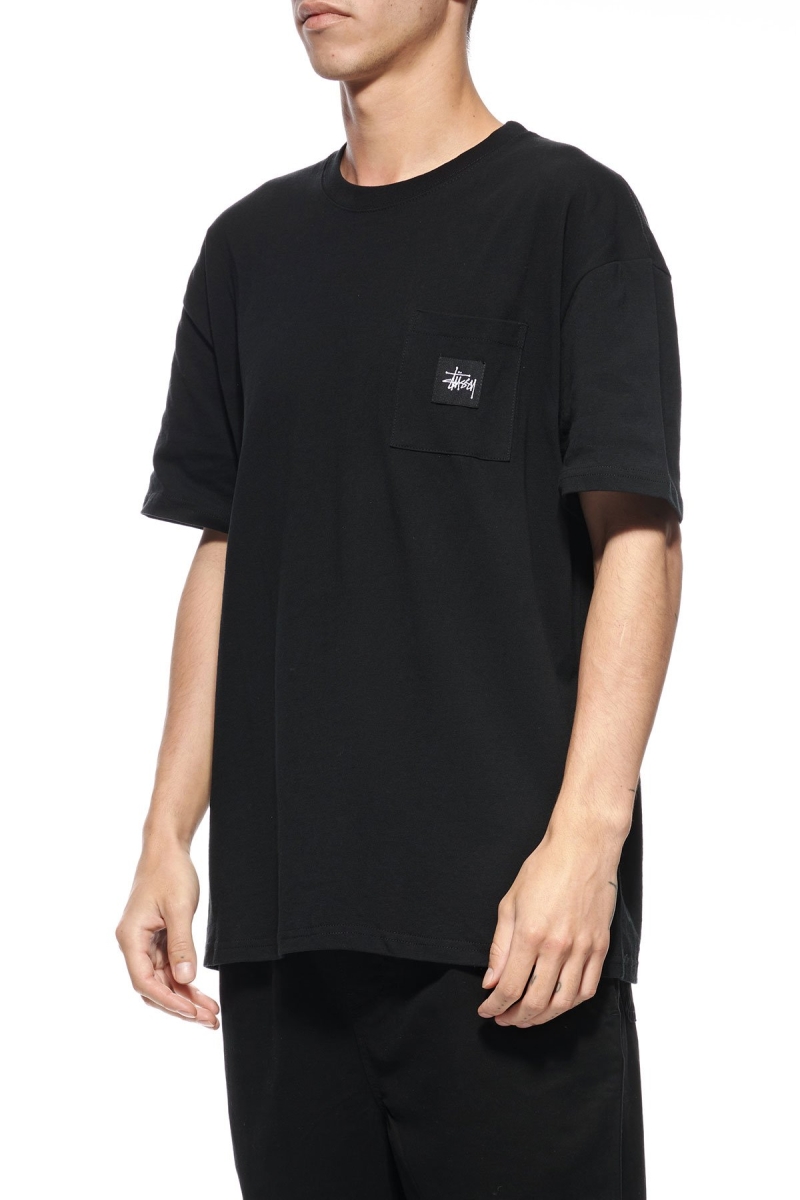 Black Men's Stussy Graffiti Label SS T Shirts | CA0000178