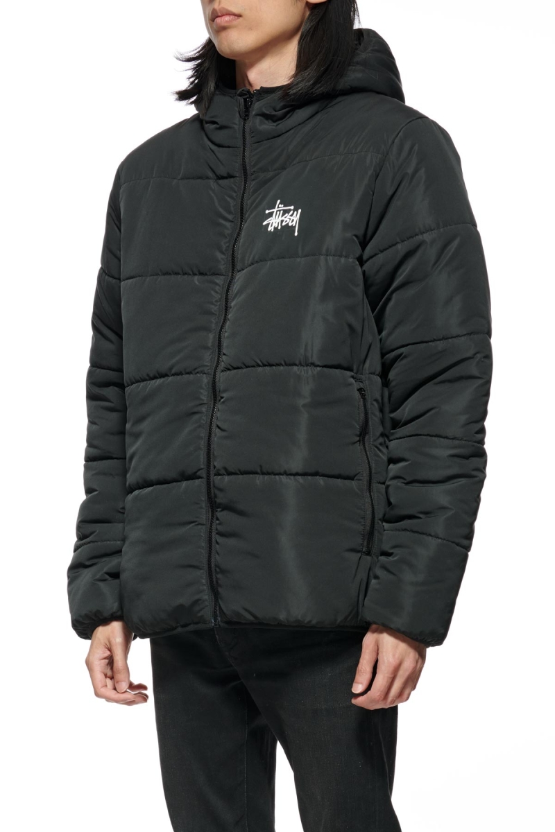 Black Men's Stussy Graffiti Lightweight Puffa Jackets | CA0000342