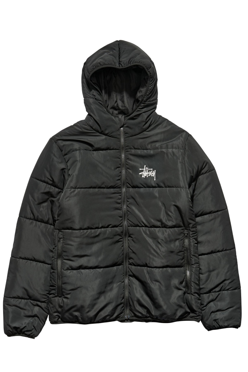 Black Men\'s Stussy Graffiti Lightweight Puffa Jackets | CA0000342