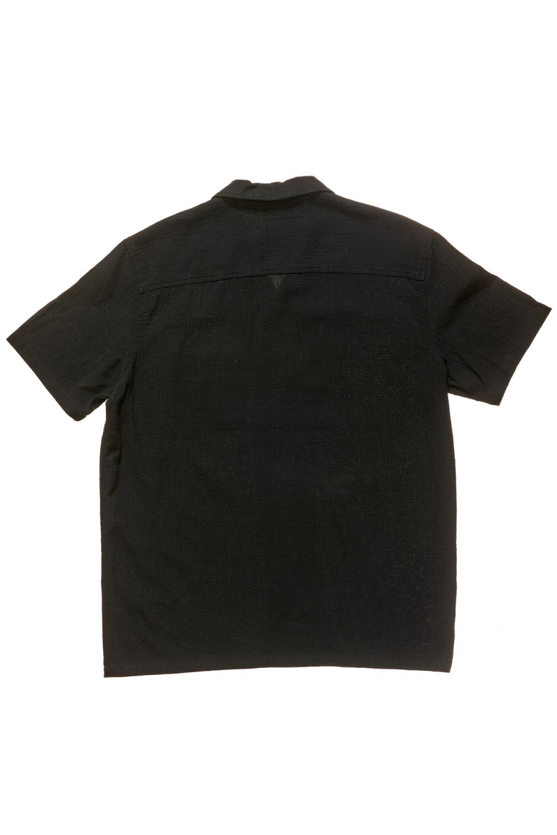 Black Men's Stussy Grid Seersucker Shirts | CA0000311