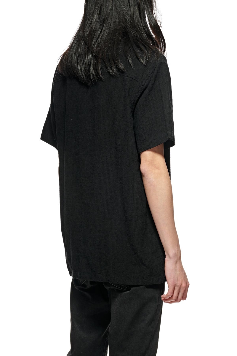 Black Men's Stussy Grid Seersucker Shirts | CA0000311